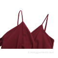 Women Fashion Burgundy Burgundy Ruffles Dress